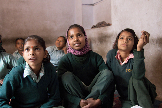Attentive School Girls, Adarsh Bal Vidya School, India