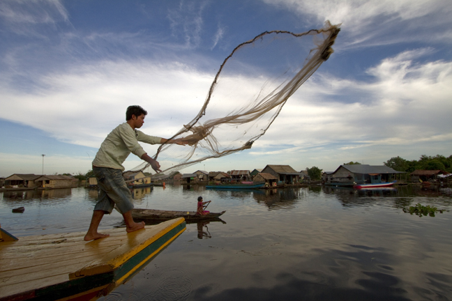 Fisherman, Mechrey Floating Village, Tonle Sap Lake, Cambodia