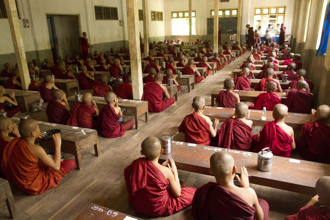 Novice Monks at Lunchtime, Kalaywa Tawya Monastery, Myanmar