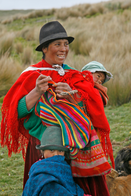 Sheperdess and children, Tigua, Ecuador