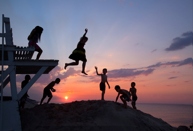 Kids Leaping at Sunken Meadow, Long Island